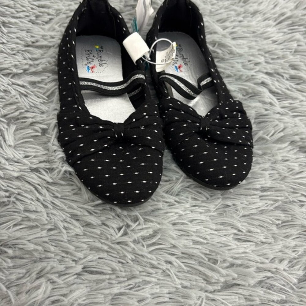 NWT Bumble & Birdie Charming Black & White Bow Canvas Dress Shoes Polka Dots 11